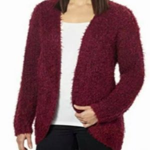 Maroon Fuzzy Kensie Cardigan size Large